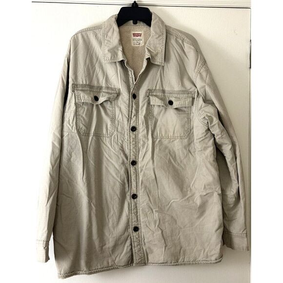 Levi Straus & Co Long Sleeve Sherpa Lined Heavy Shirt Jacket Size XL - Picture 1 of 7